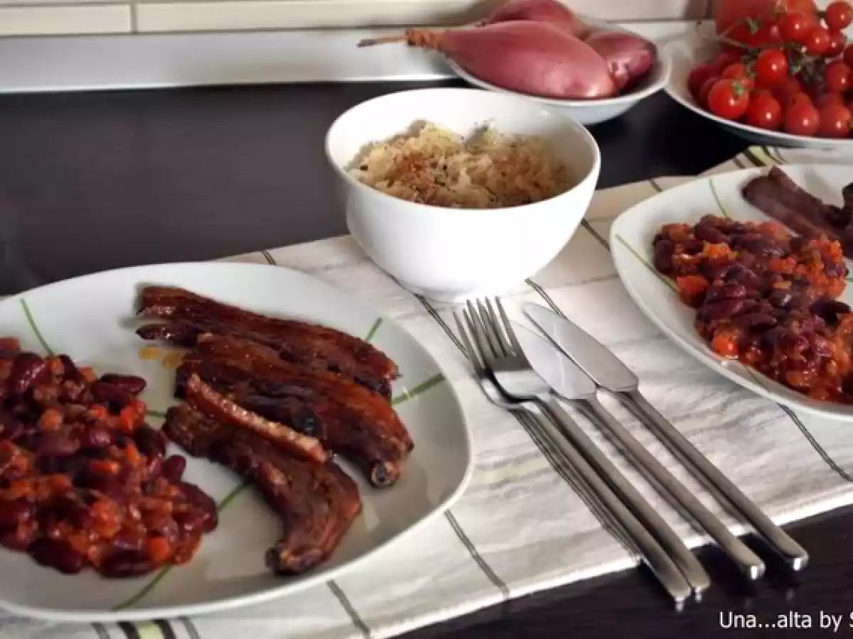 Piept de porc cu fasole hot'n'spicy