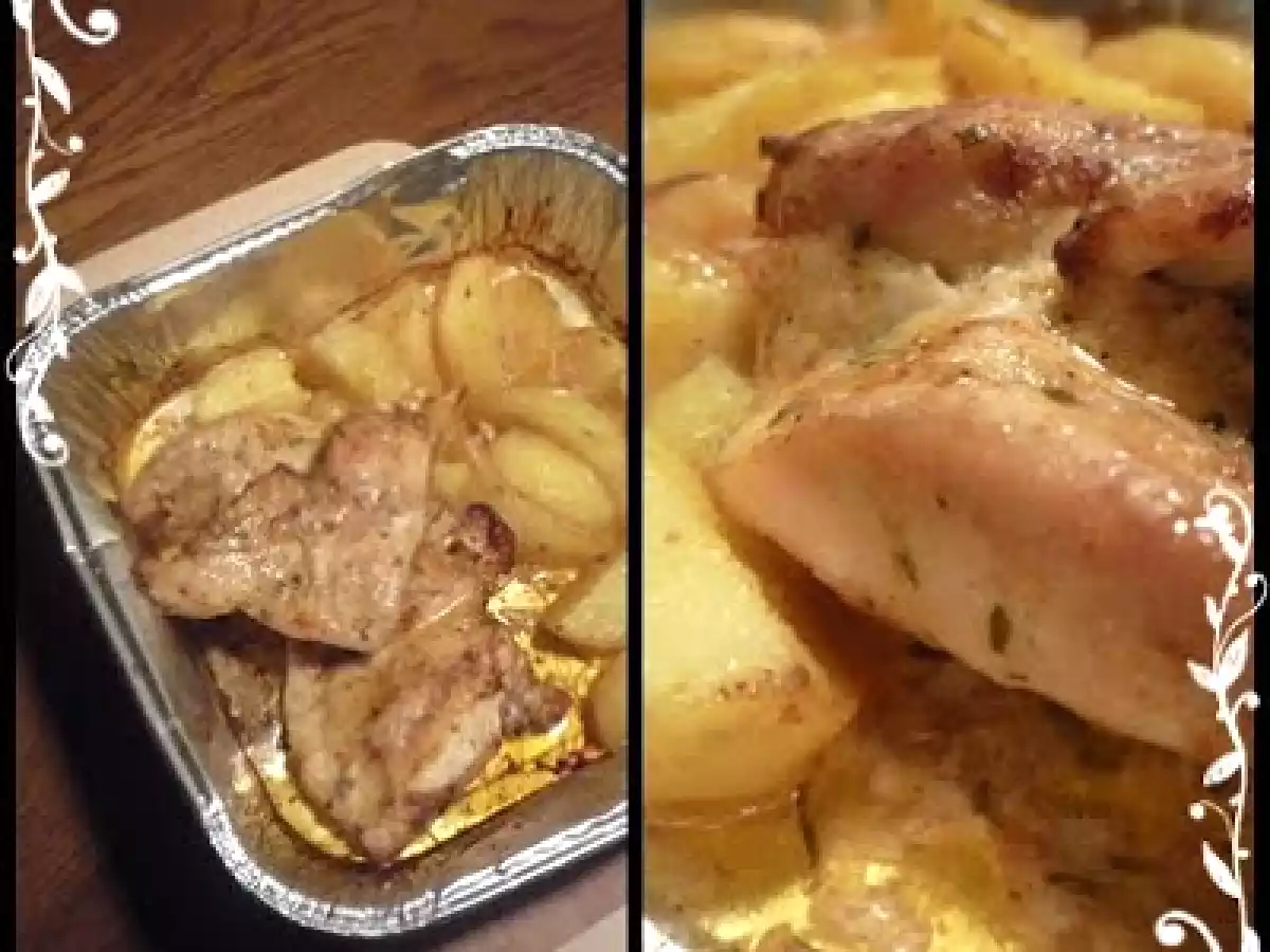 PIEPT DE PUI CU CARTOFI LA CUPTOR/CHICKEN WITH BAKED POTATOES/POLLO CON PATATE AL FORNO