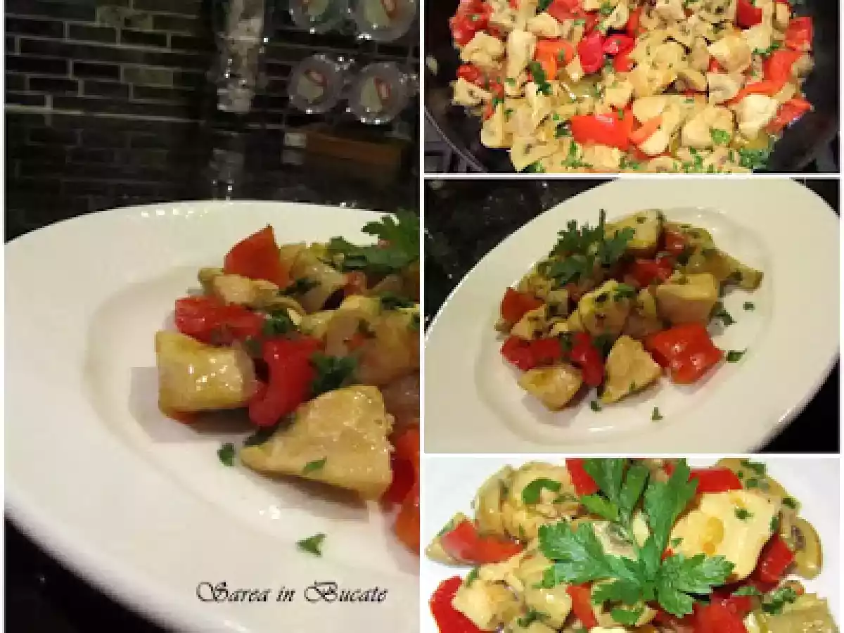 PIEPT DE PUI CU CIUPERCI SI ARDEI