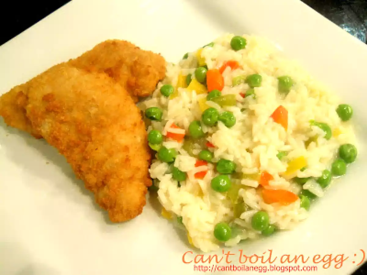 Piept de pui pane cu orez tricolor