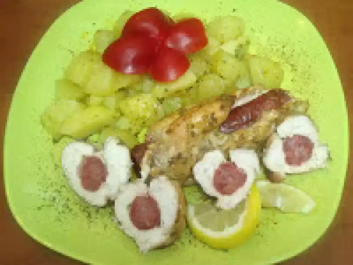 Piept de pui umplut cu carnati (2 persoane)