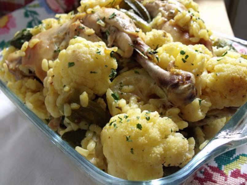 PILAF CU PUI, BAME SI CONOPIDA(cauliflower, okra&chicken pilaf), poza 1