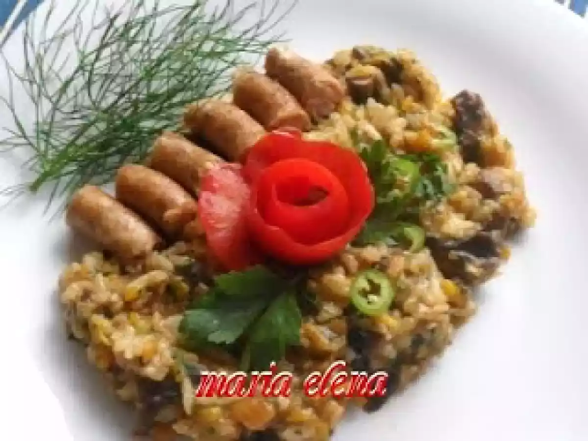 Pilaf de orez cu ciuperci