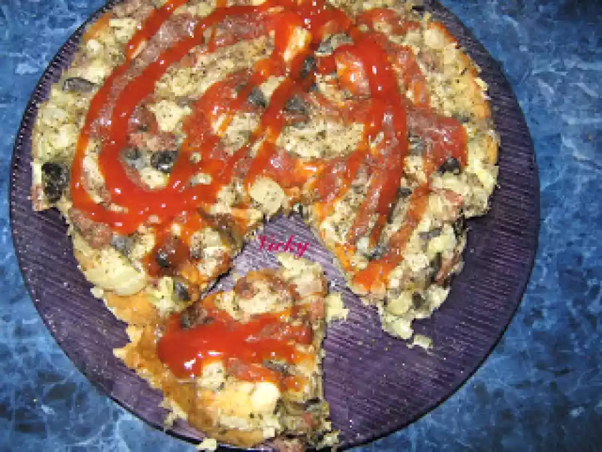 Pizza cu blat de paine, la cuptorul cu microunde - poza 15