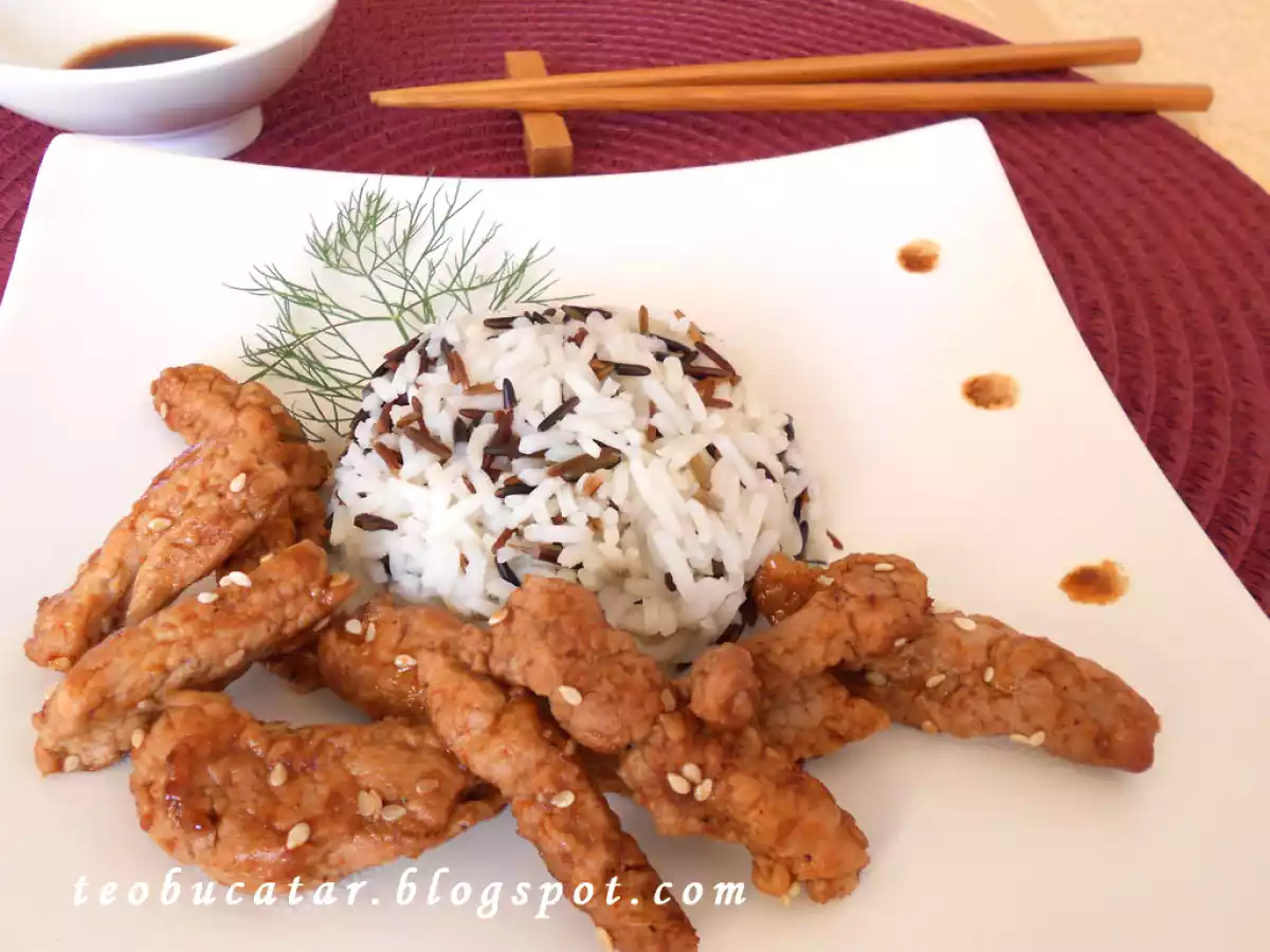 Porc cu ghimbir si orez basmati