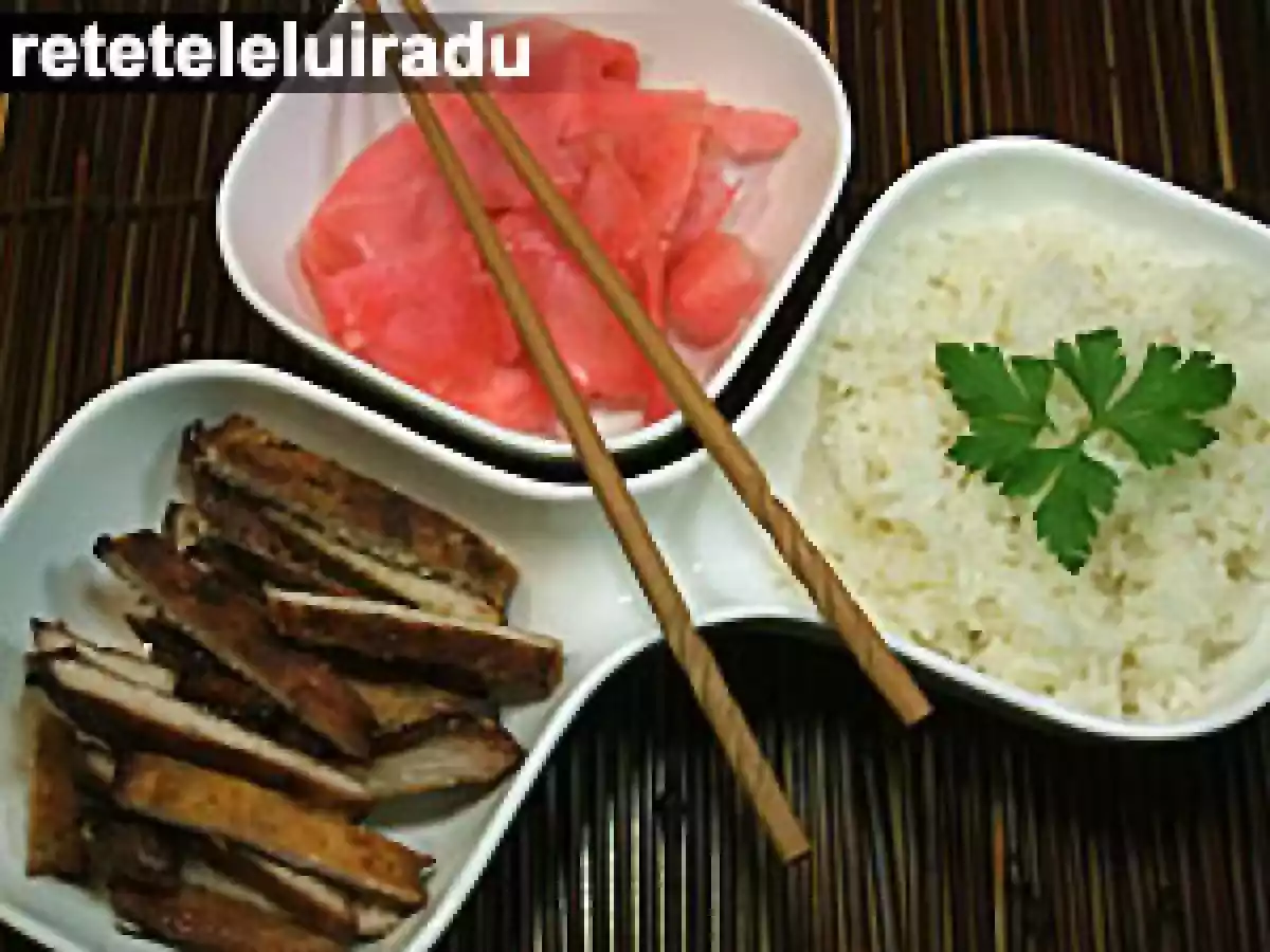 Porc fript cu miere si lapte de cocos