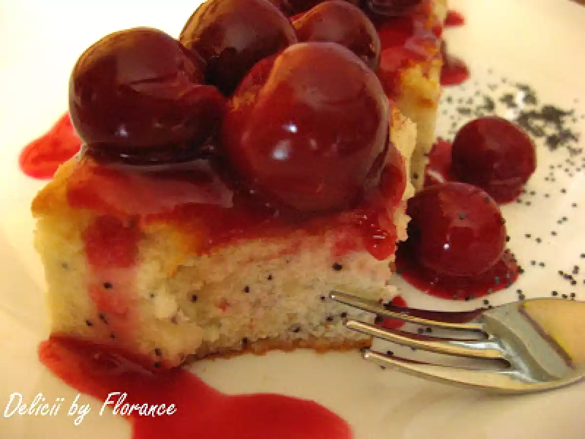 PRAJITURA cu branza, mac si sos de visine by FLOR