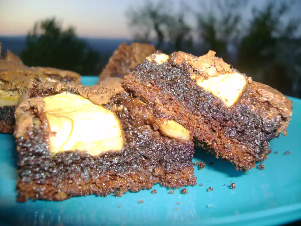 Prajitura cu ciocolata, mac si mere