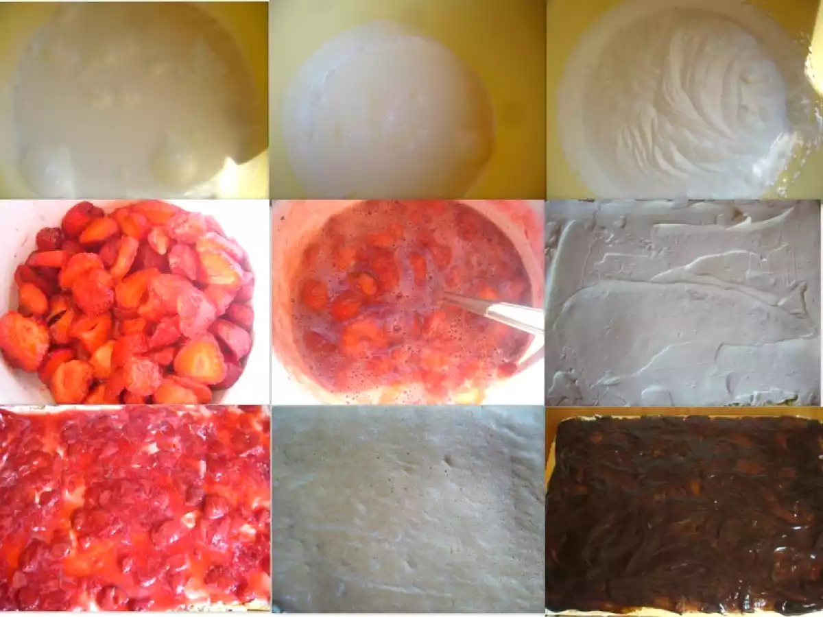 Prajitura cu crema mascarpone, jeleu de capsuni si ciocolata - poza 3