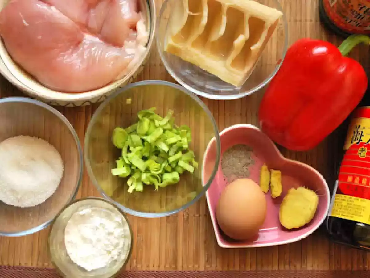 Pui calit cu ardei si muguri de bambus - poza 4