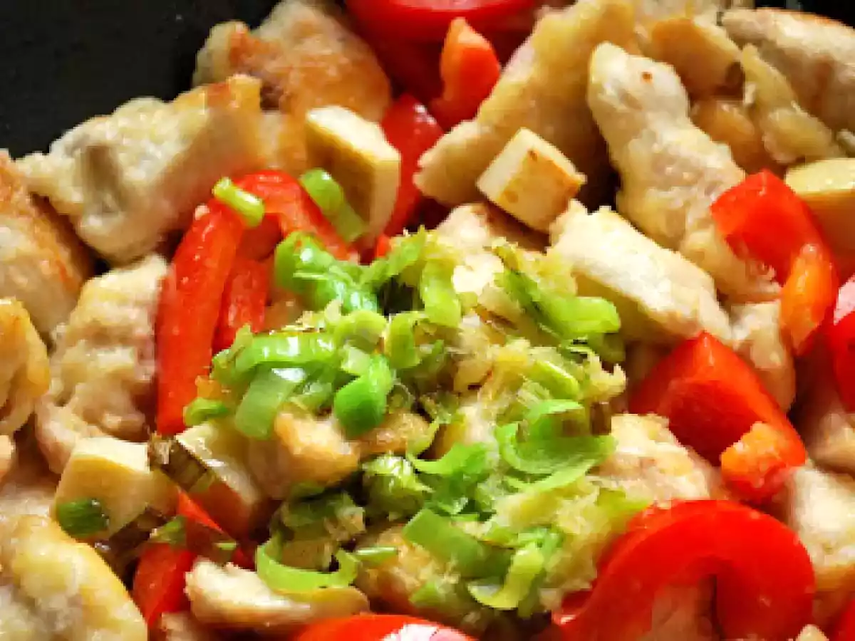 Pui calit cu ardei si muguri de bambus - poza 10