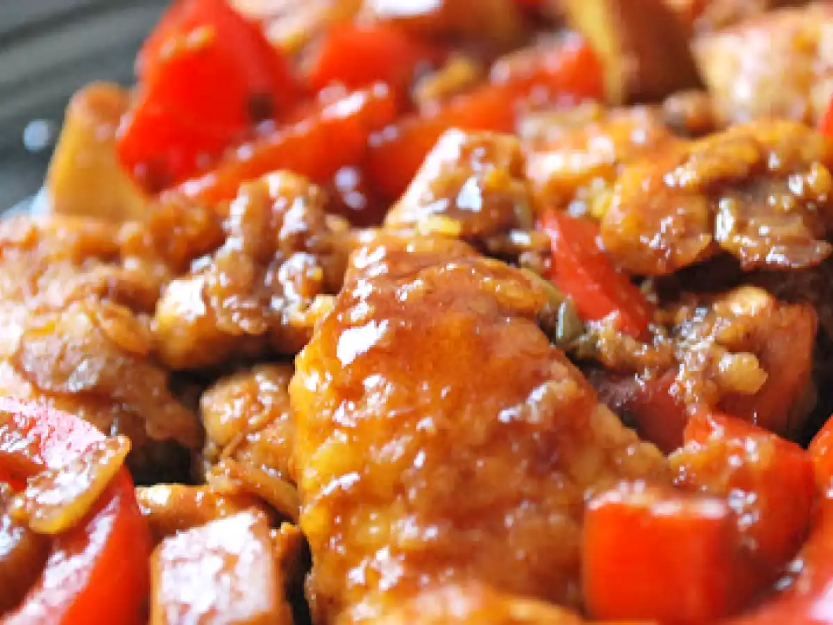 Pui calit cu ardei si muguri de bambus - poza 11