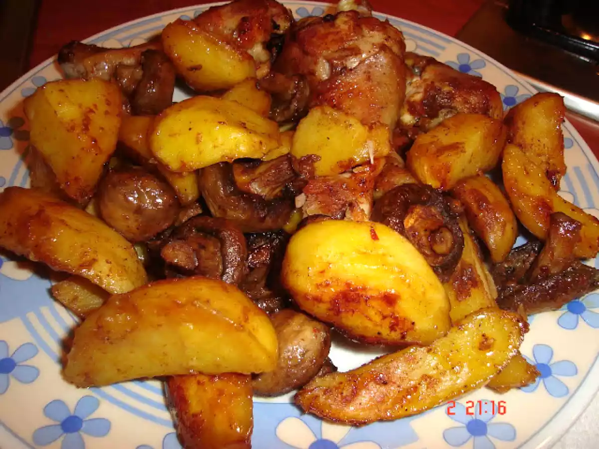 Pui cu carofi si ciuperci - poza 7