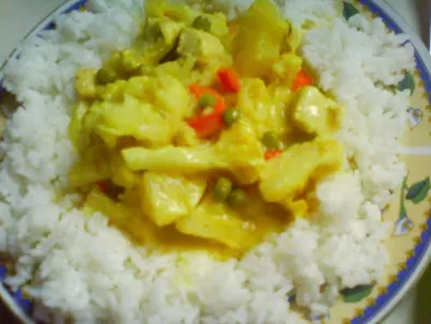 Pui cu legume, ananas si lapte de cocos (reteta chinezeasca) / Chicken with vegetables