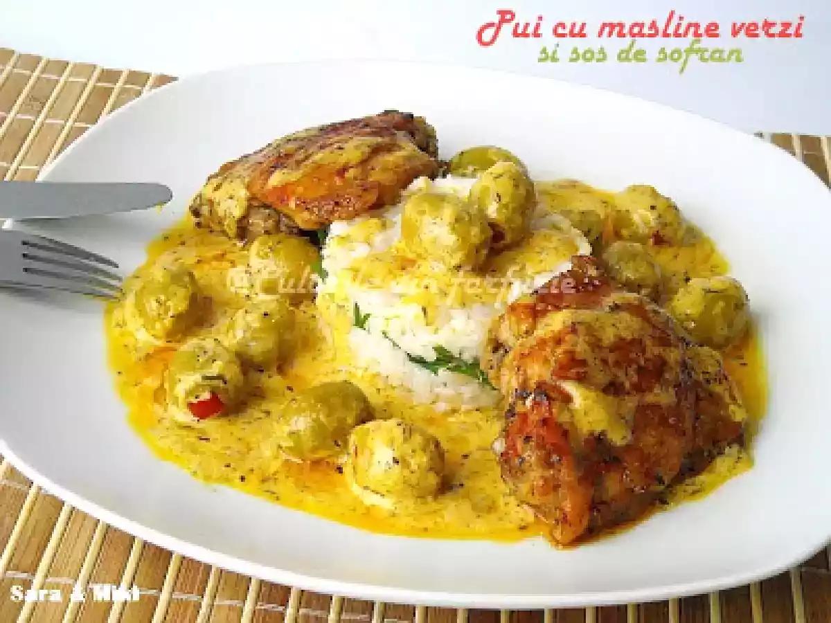 Pui cu masline verzi si sos de sofran - poza 3