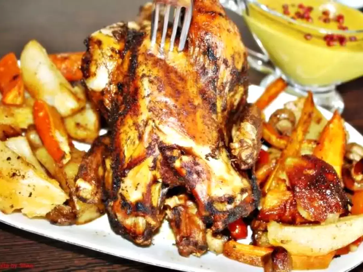 Pui la cuptor, cu legume si sos curry - poza 6