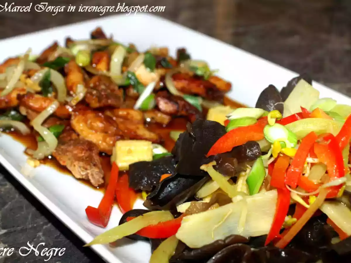 Pui Mongolez (cu garnitura chinezeasca de legume)