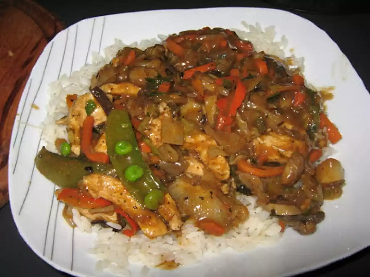 Pui picant cu legume si orez - poza 5