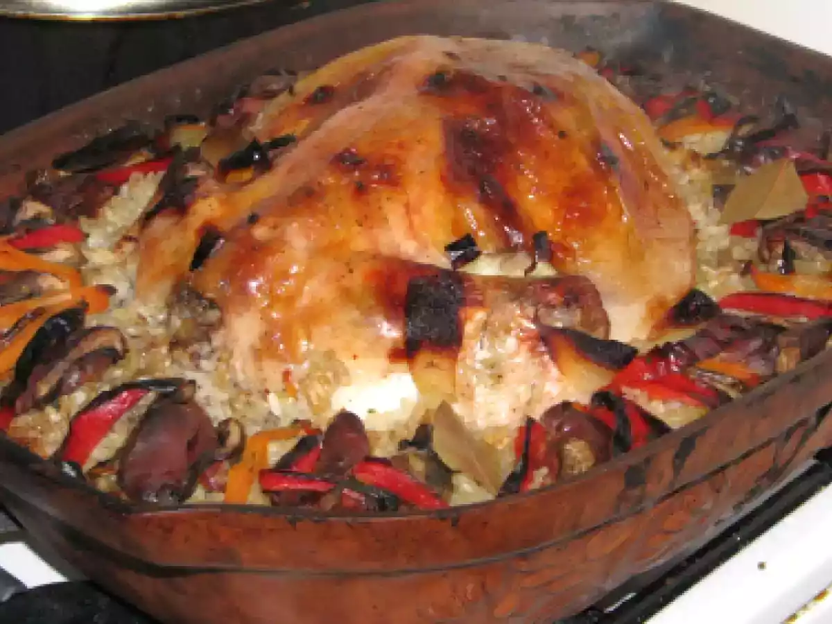 Pui umplut pe pilaf cu ficatei - poza 13