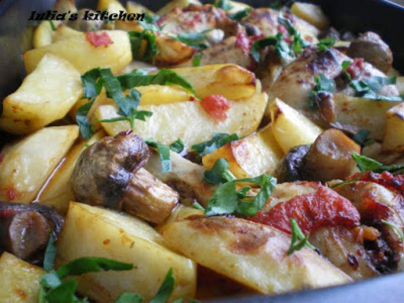 Pulpe de pui cu ciuperci si cartofi, poza 1