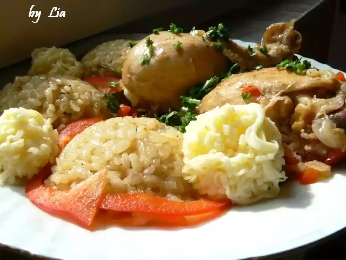 Pulpe de pui cu orez si bile din cascaval