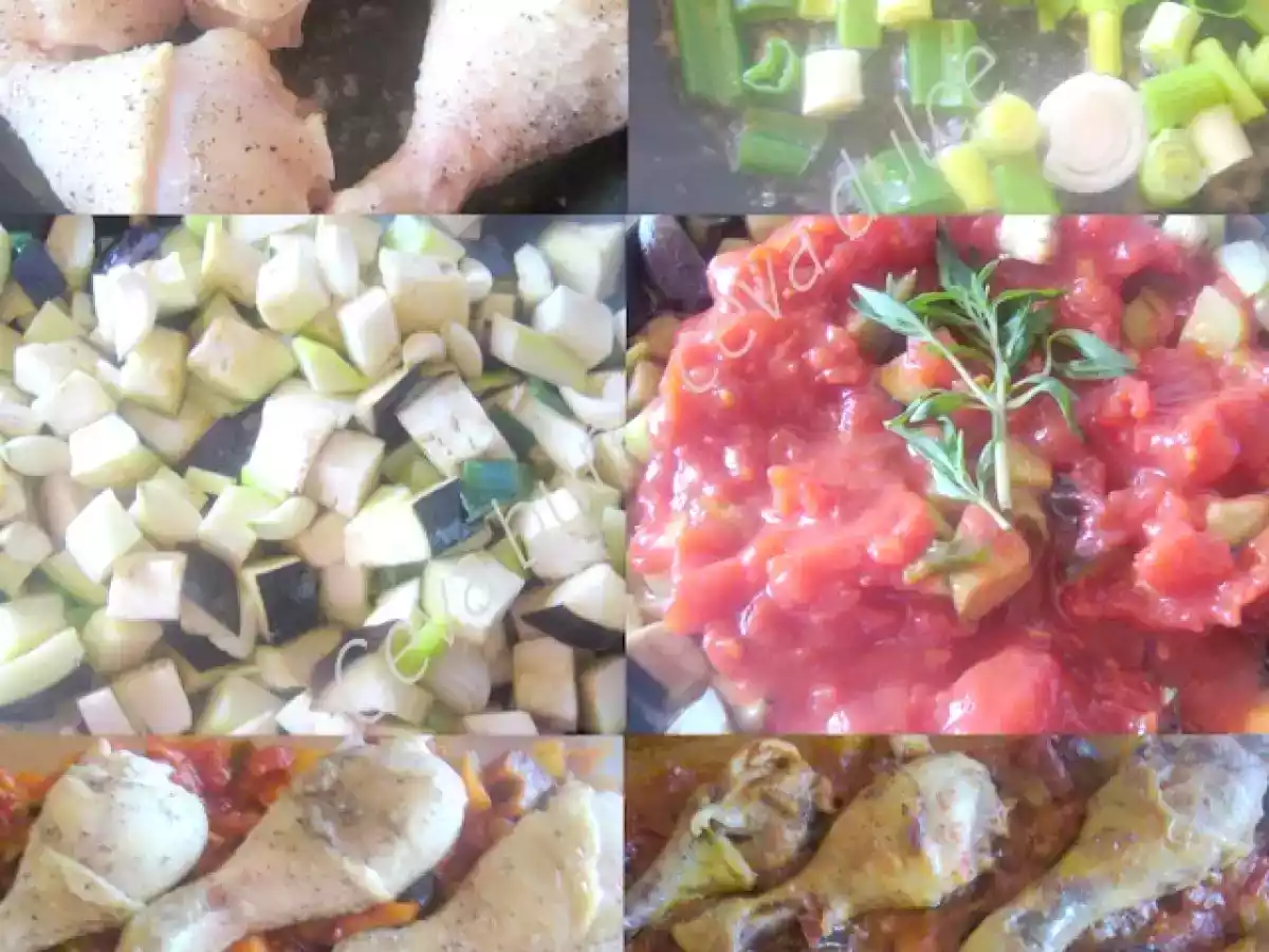 Pulpe de pui cu vinete, dovlecei si rosii - poza 4