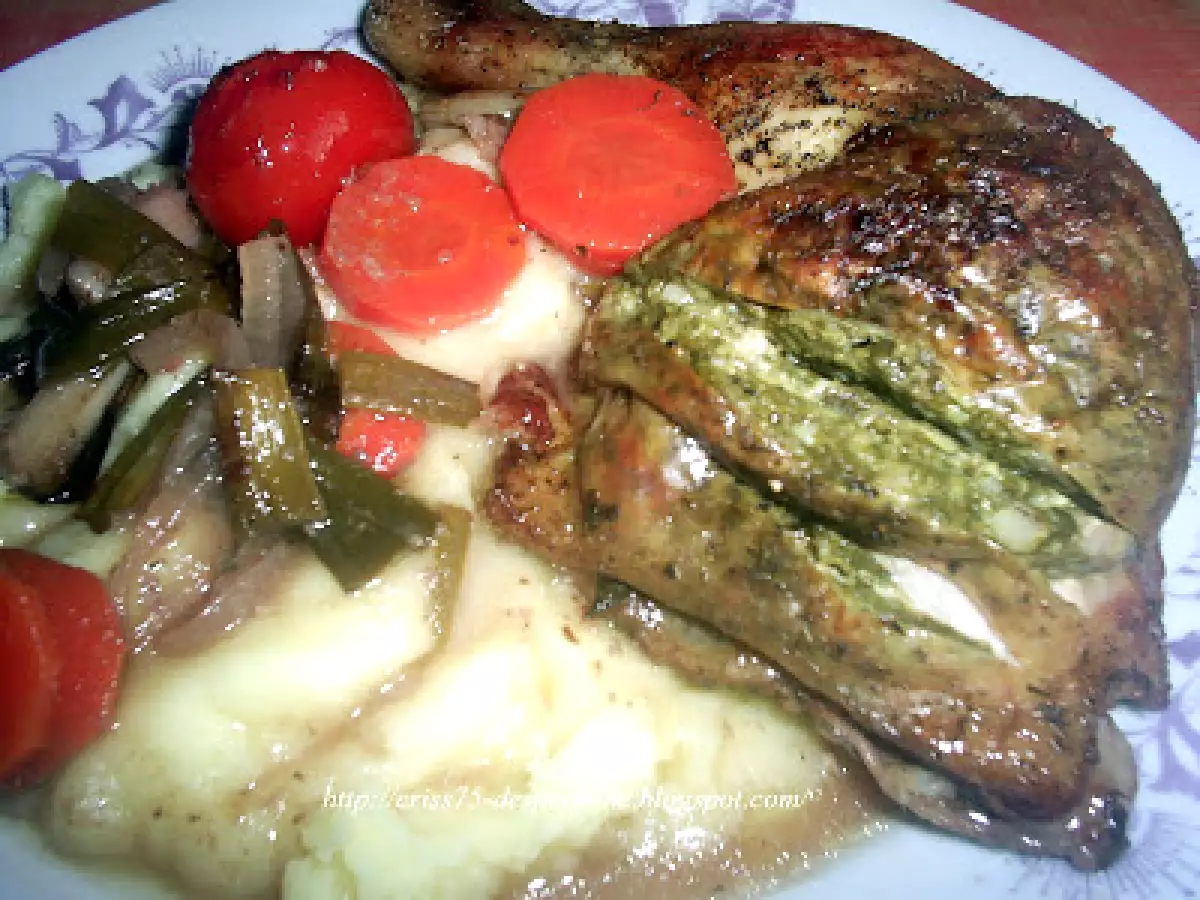 Pulpe de pui umplute cu spanac si feta