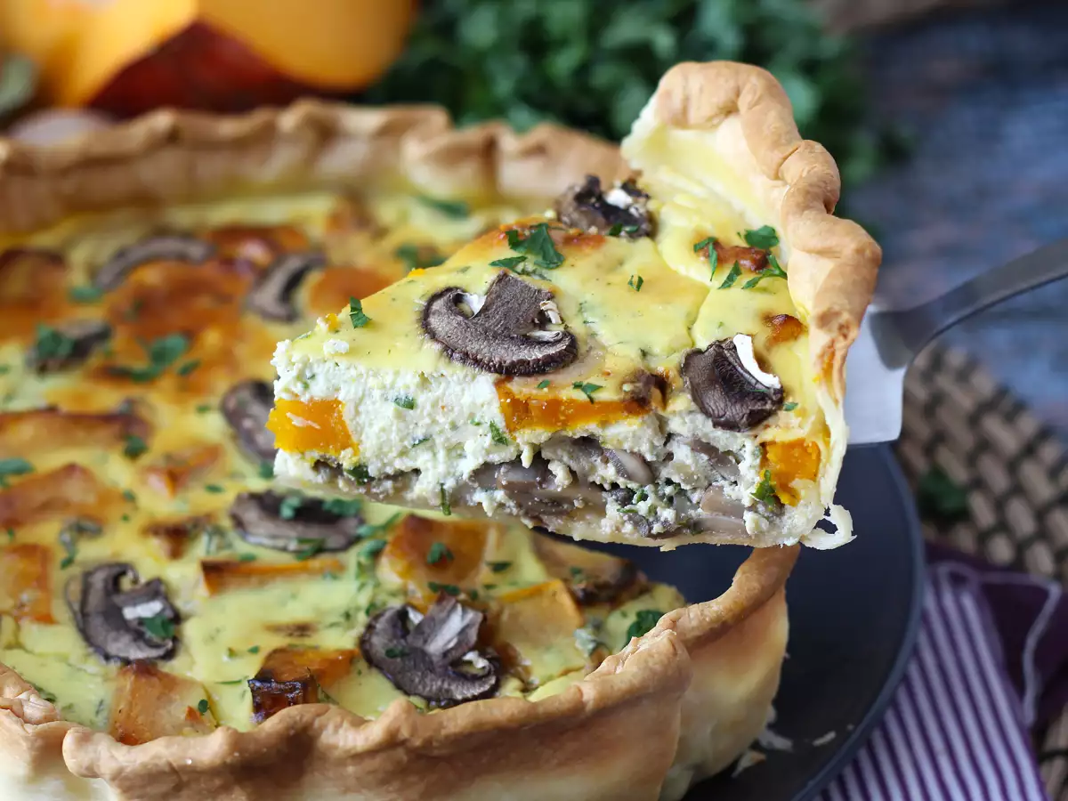Quiche cu ciuperci și dovleac potimarron - poza 3