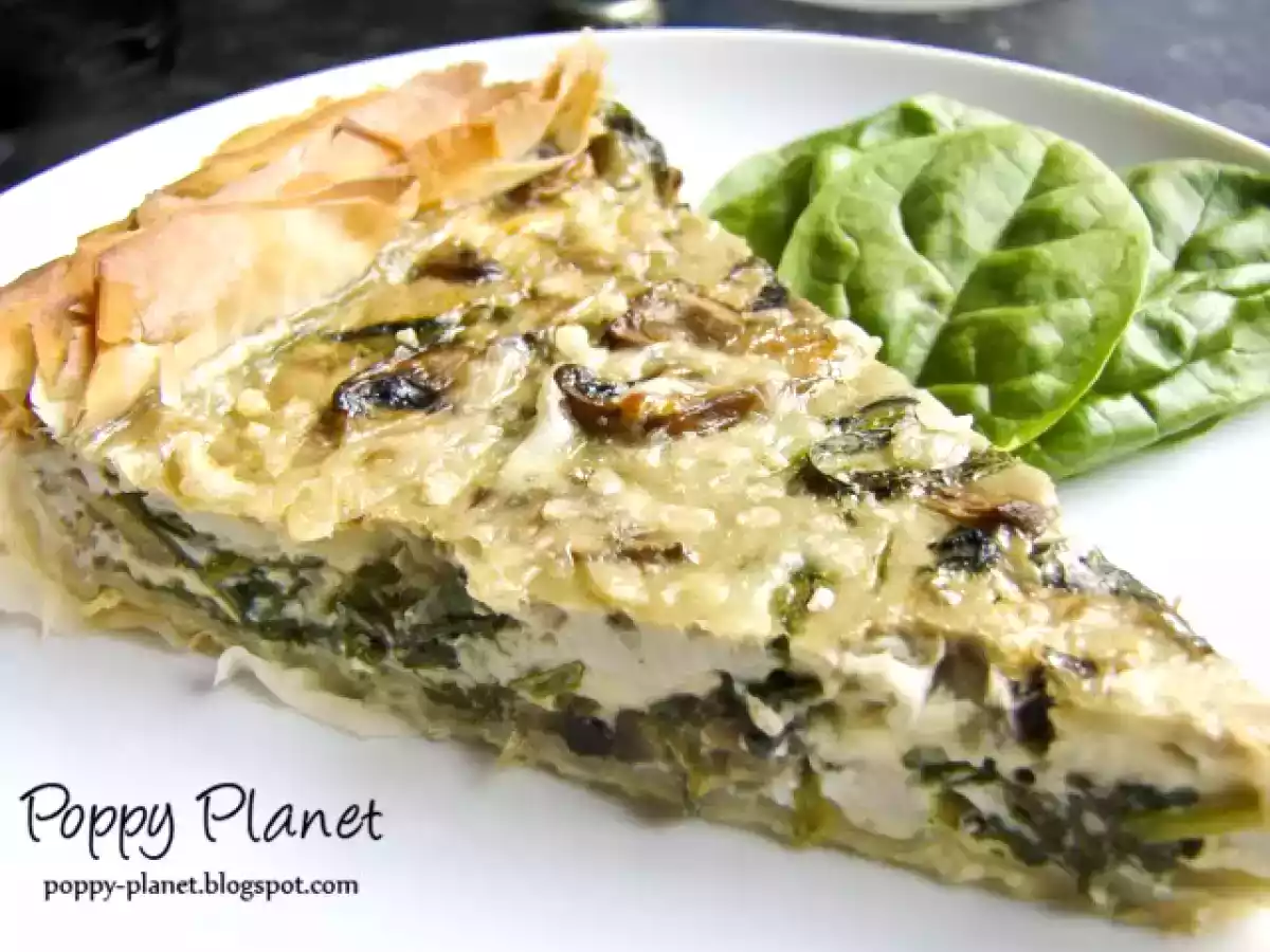 Quiche cu spanac si ciuperci