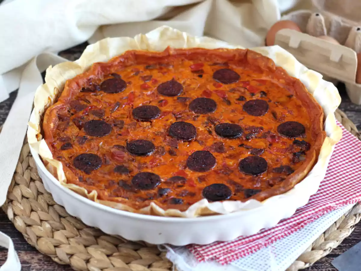 Quiche de ardei si chorizo - poza 3