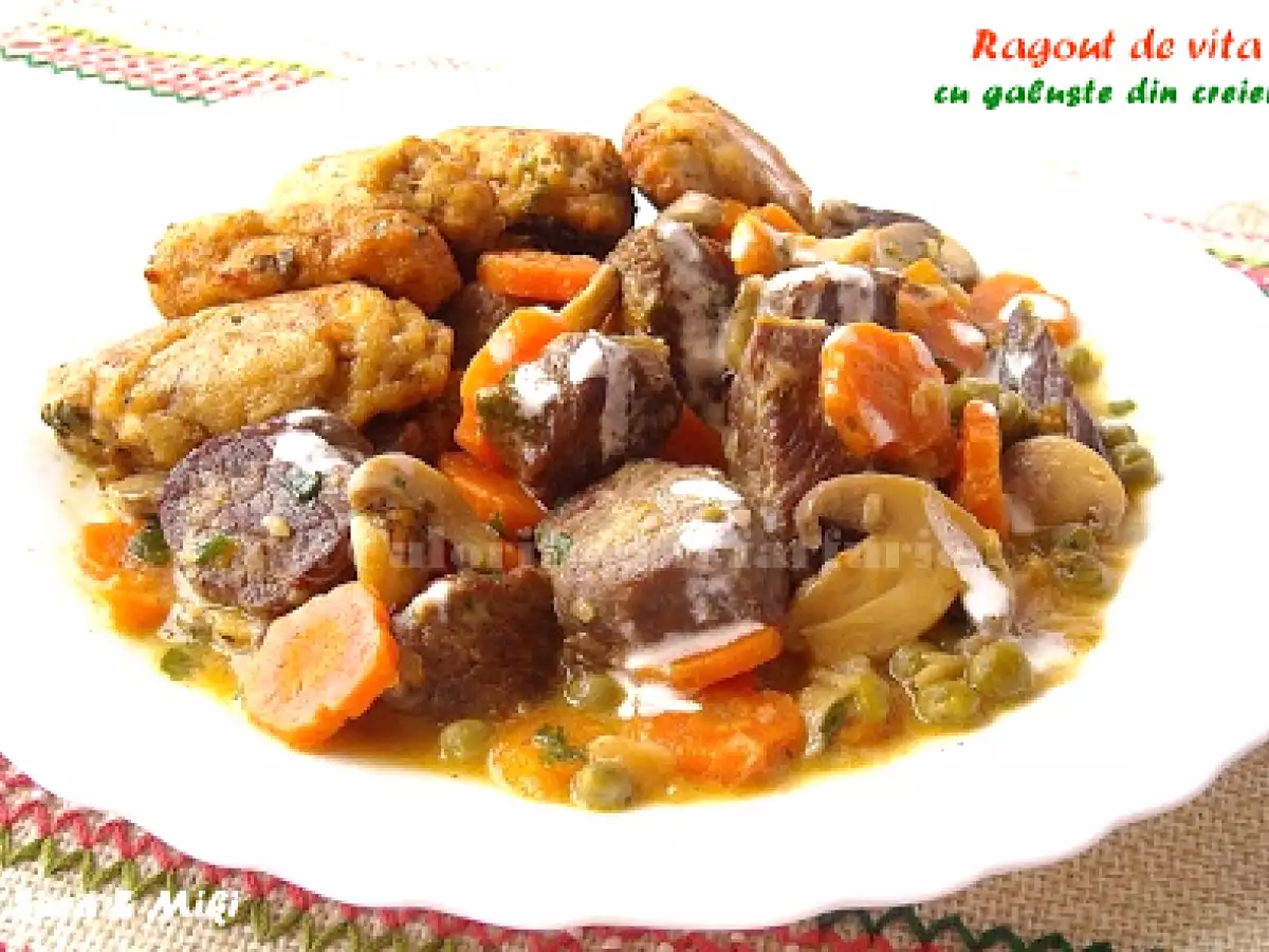 Ragout de vita cu galuste din creier - poza 2