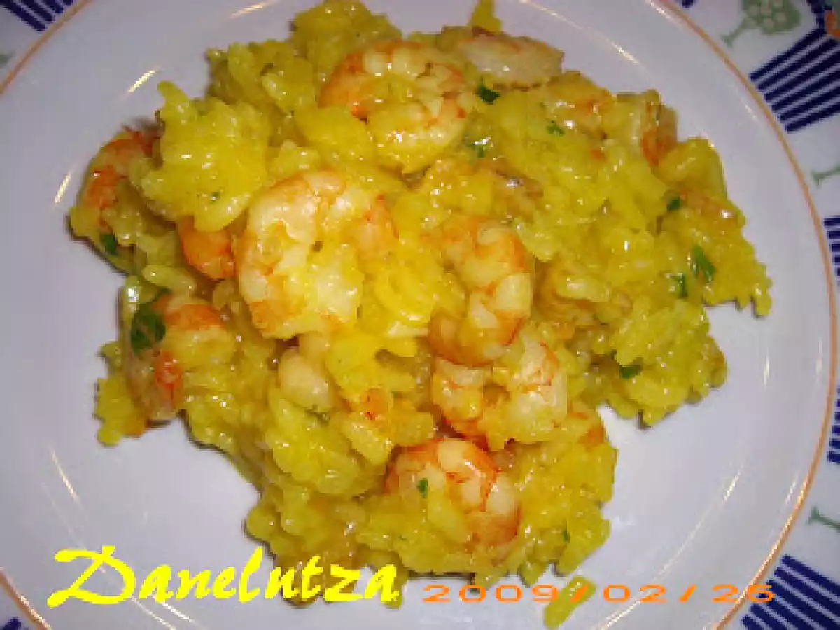 Risotto ai gamberi e zafferano/Pilaf de orez cu creveti si sofran