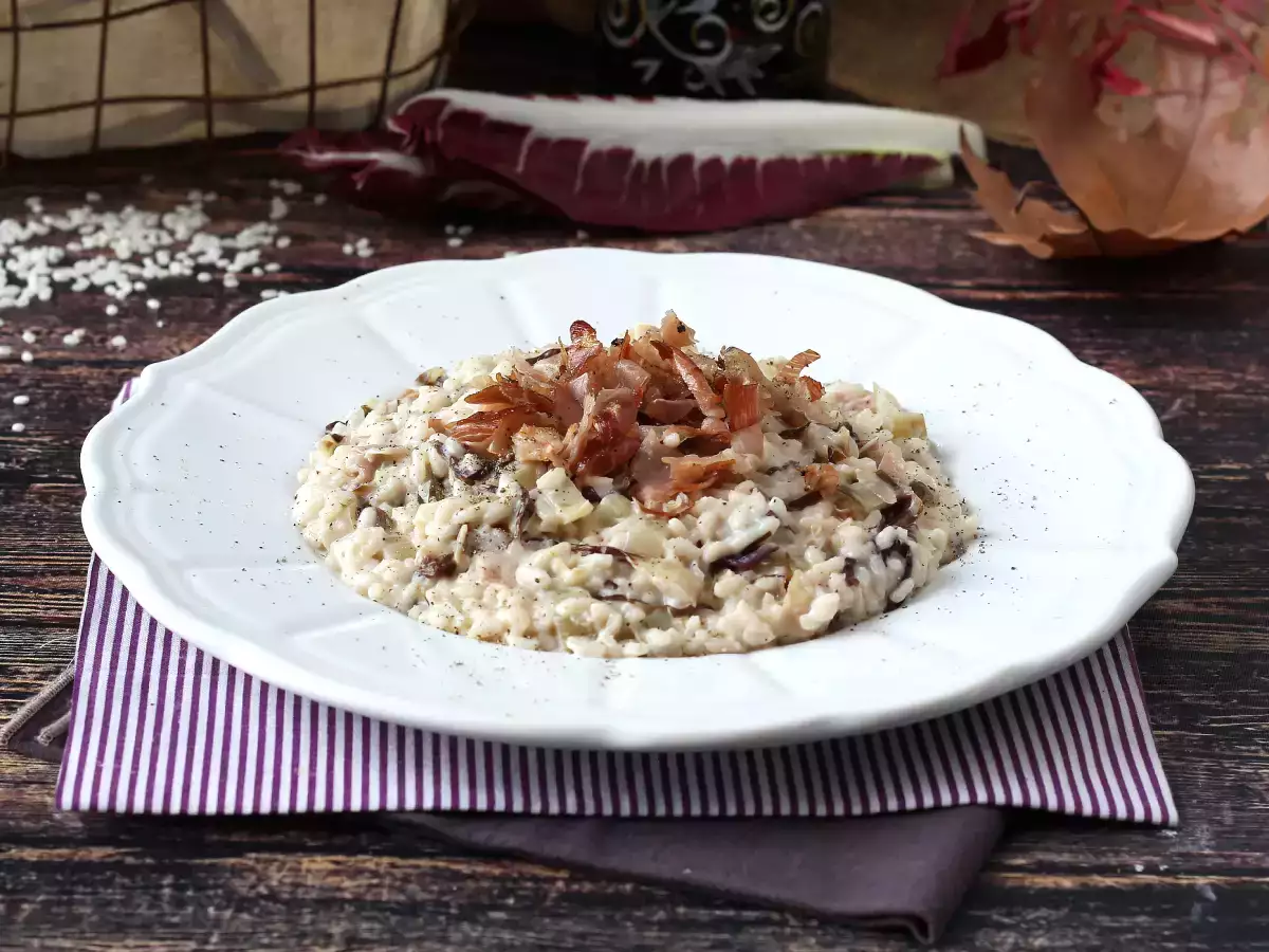 Risotto cremos și gustos cu radicchio, bacon și cremă de brânză - poza 4