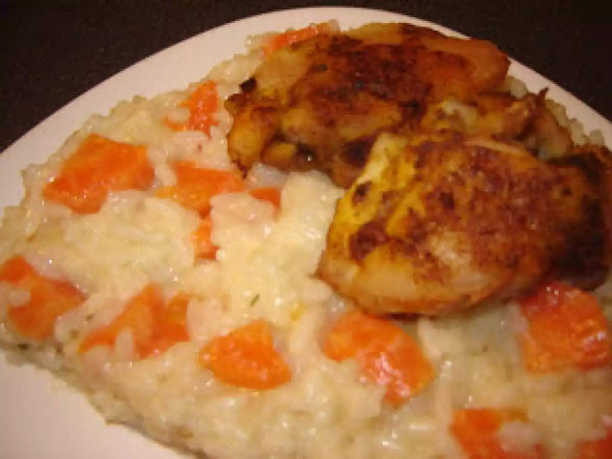 Risotto cu morcov si pulpe de pui la cuptor