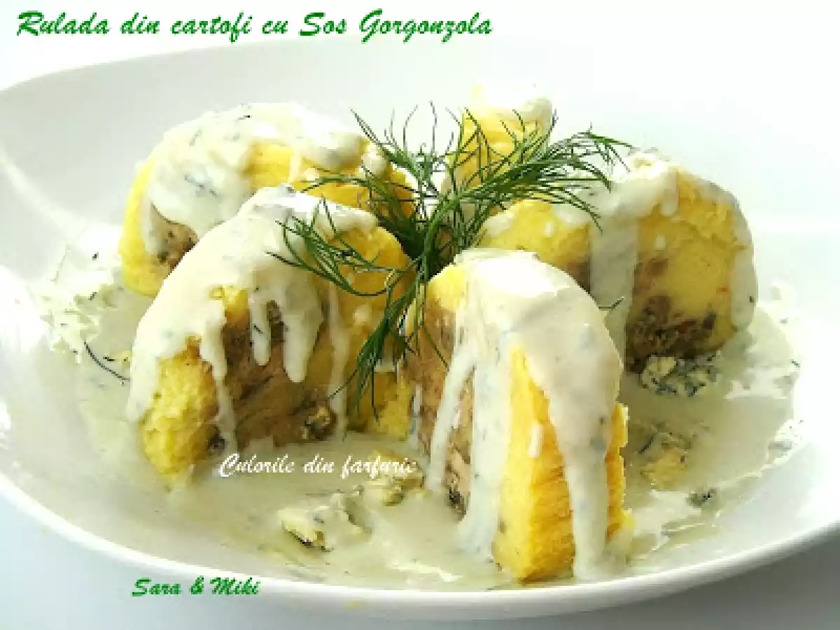 Rulada din cartofi cu sos Gorgonzola