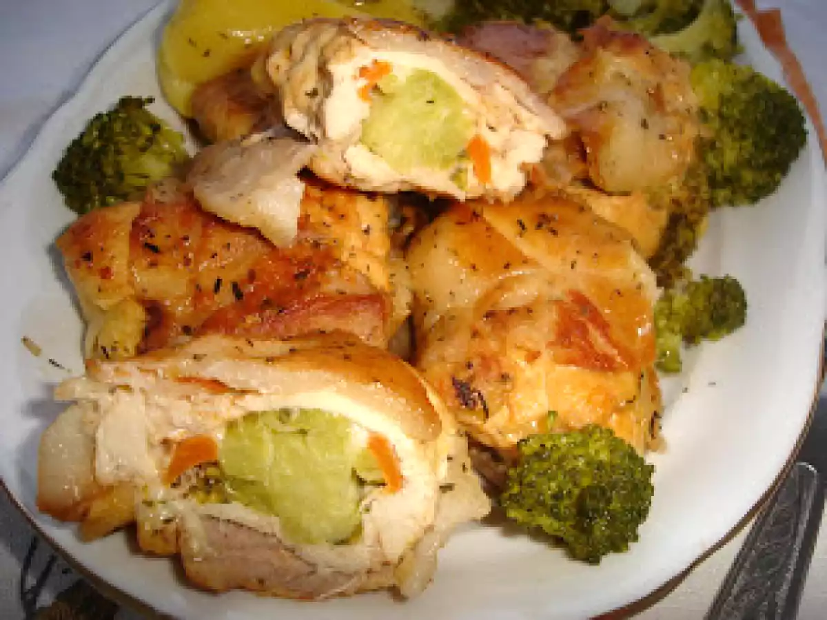 Rulouri de pui cu broccoli