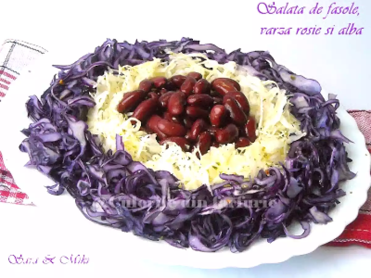 Salata de fasole, varza rosie si alba - poza 3