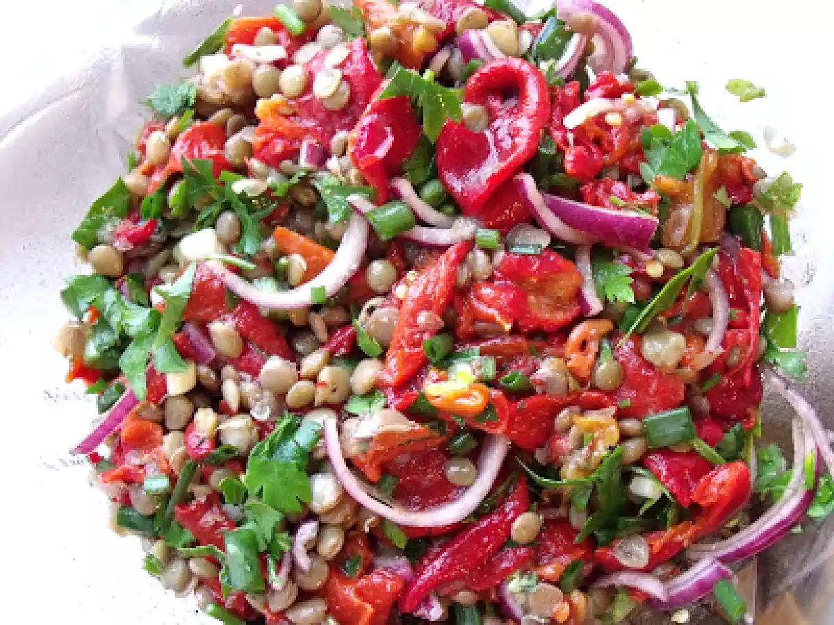 Salata de linte si ardei copti (lentil & roasted peppers salad) - poza 2