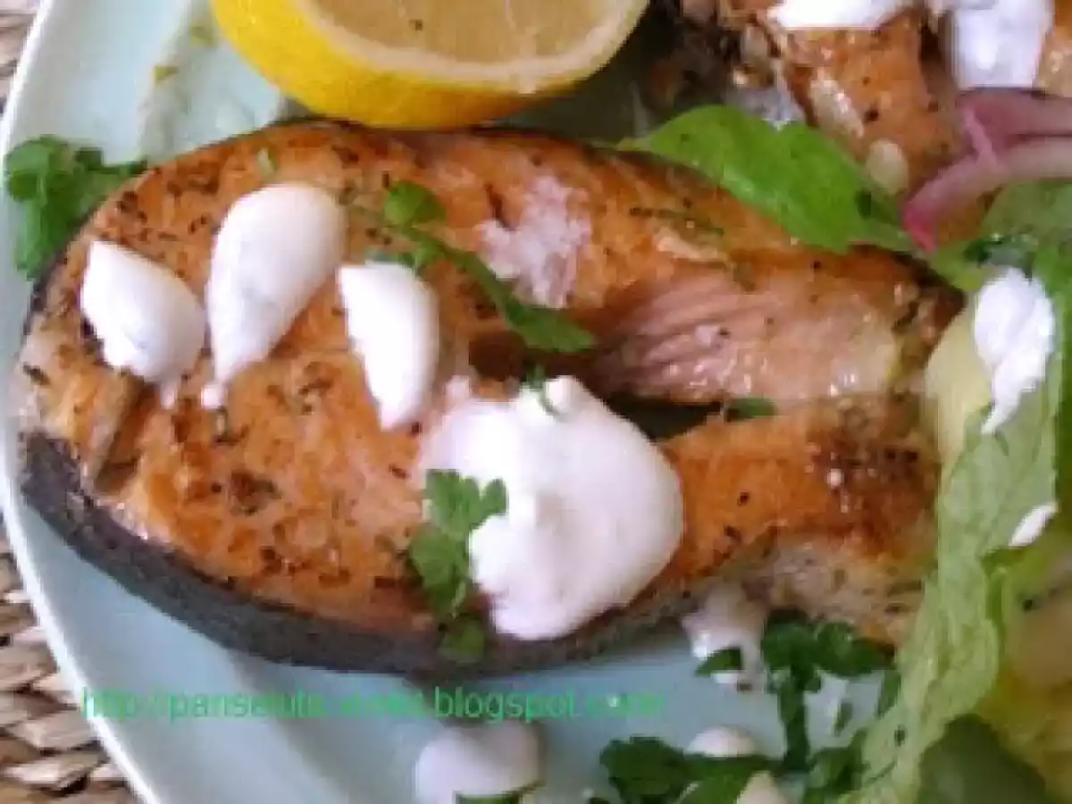 Somon la gratar cu sos de smantana si piureul meu - poza 2