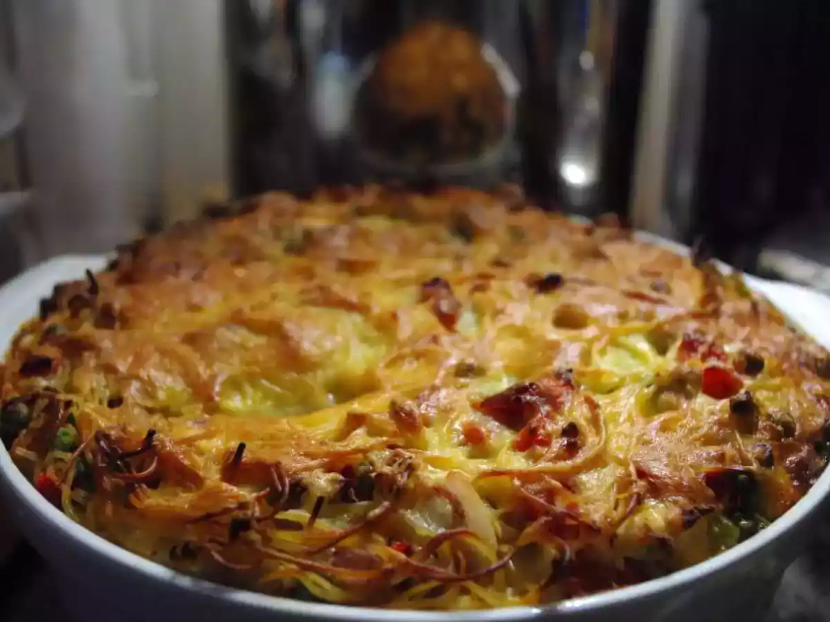 Spaghete cu ciuperci la cuptor