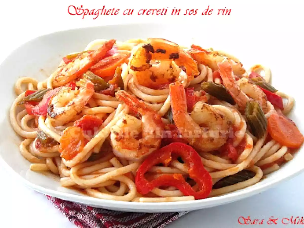 Spaghete cu creveti in sos de vin - poza 3