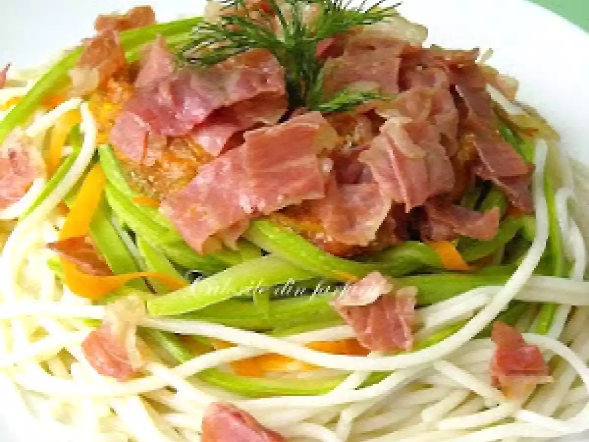 Spaghetti cu zucchini si prosciutto