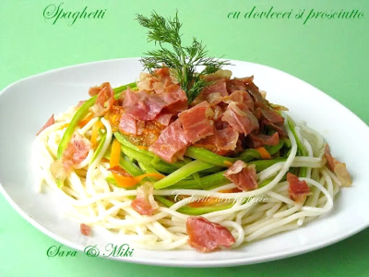 Spaghetti cu zucchini si prosciutto - poza 3