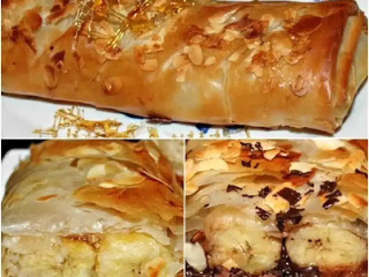 Strudel rapid cu banane si zahar ars sau ciocolata