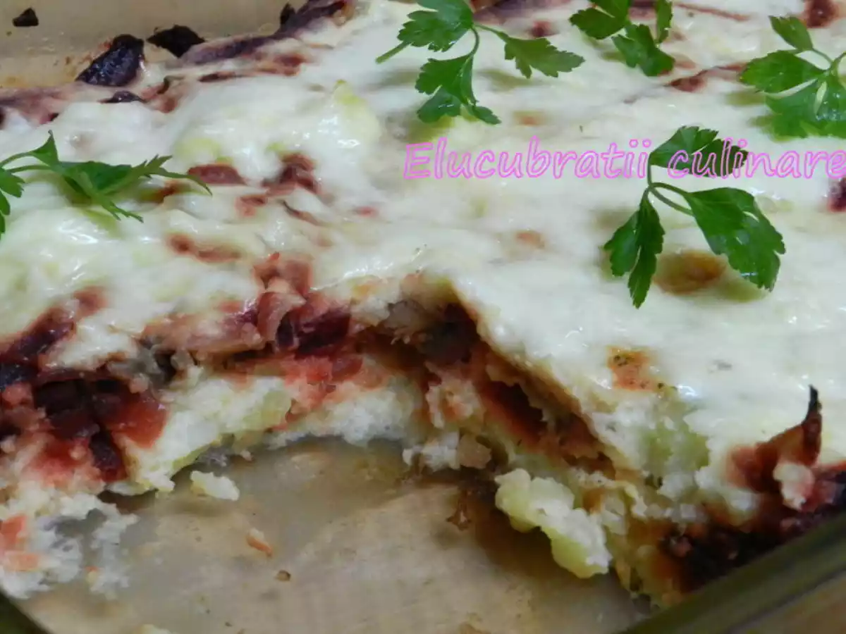 Sufleu de cartofi cu sfeclă și ciuperci