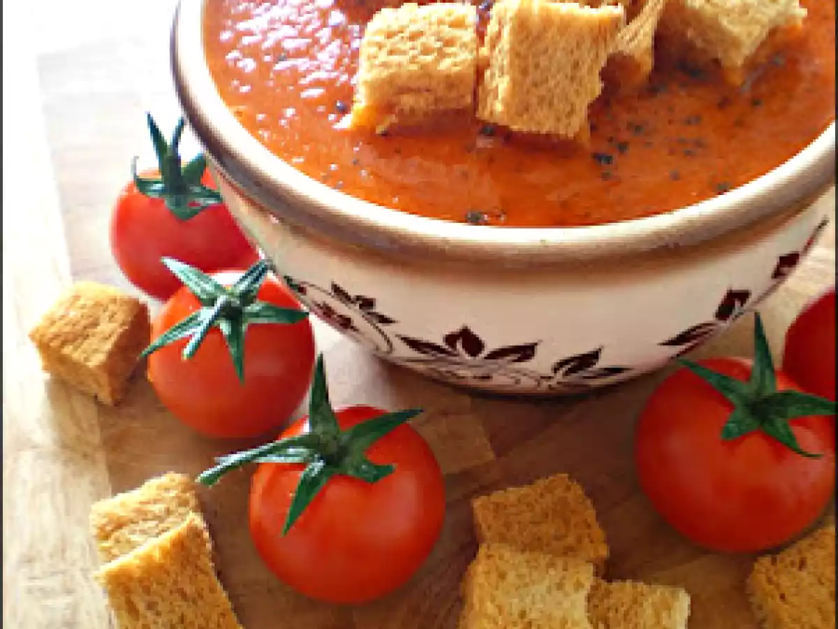 Supa crema de rosii si crutoane - poza 2