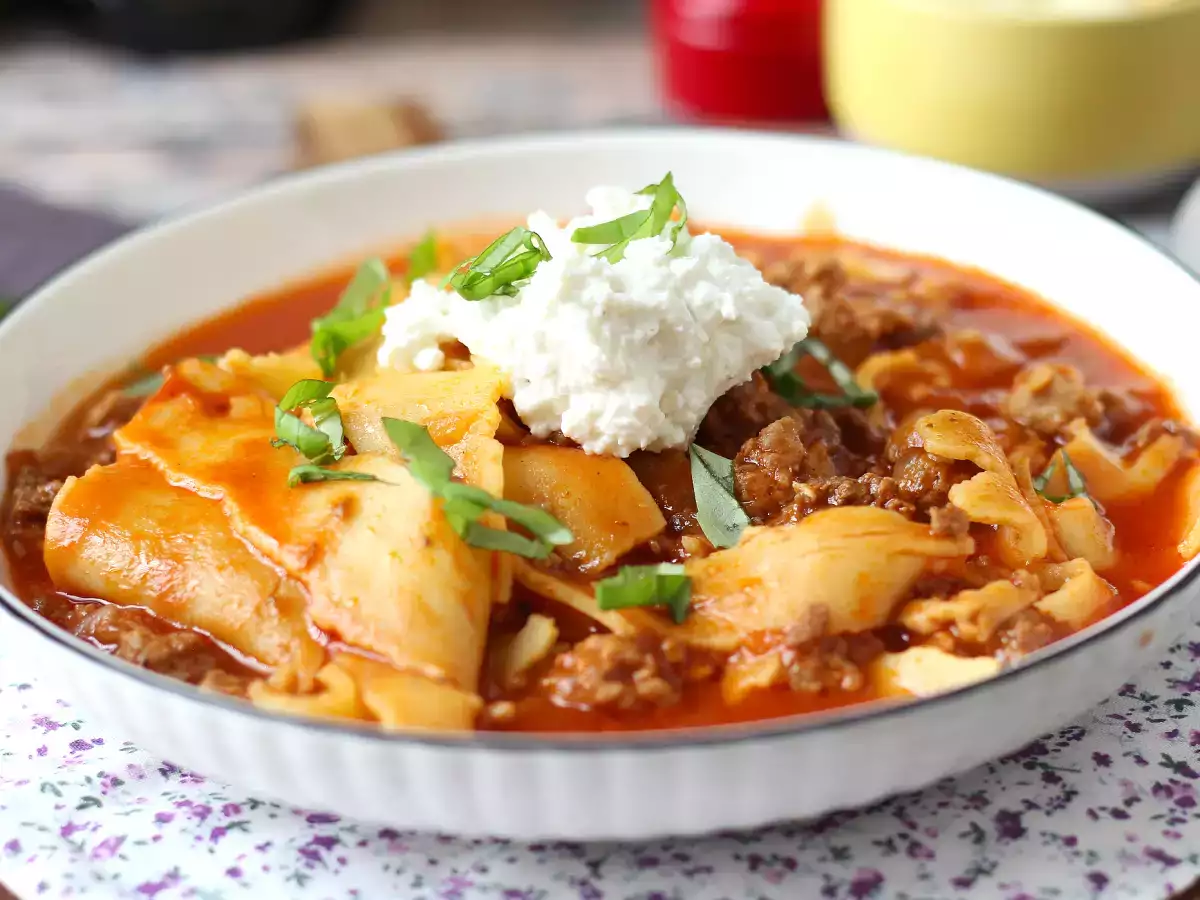 Supă de lasagna cu carne, ricotta și parmezan - poza 2