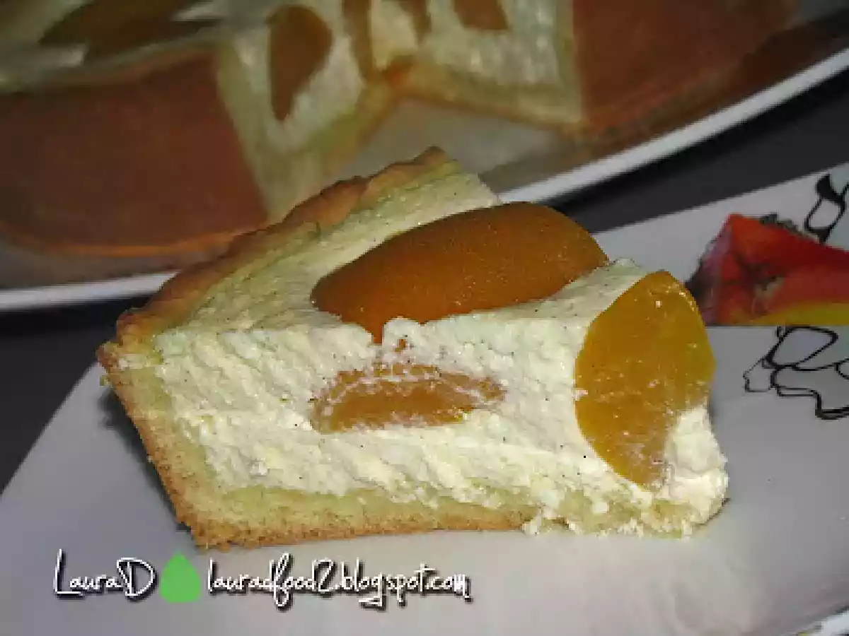 Tarta cu branza aromata cu vanilie si piersici - poza 3