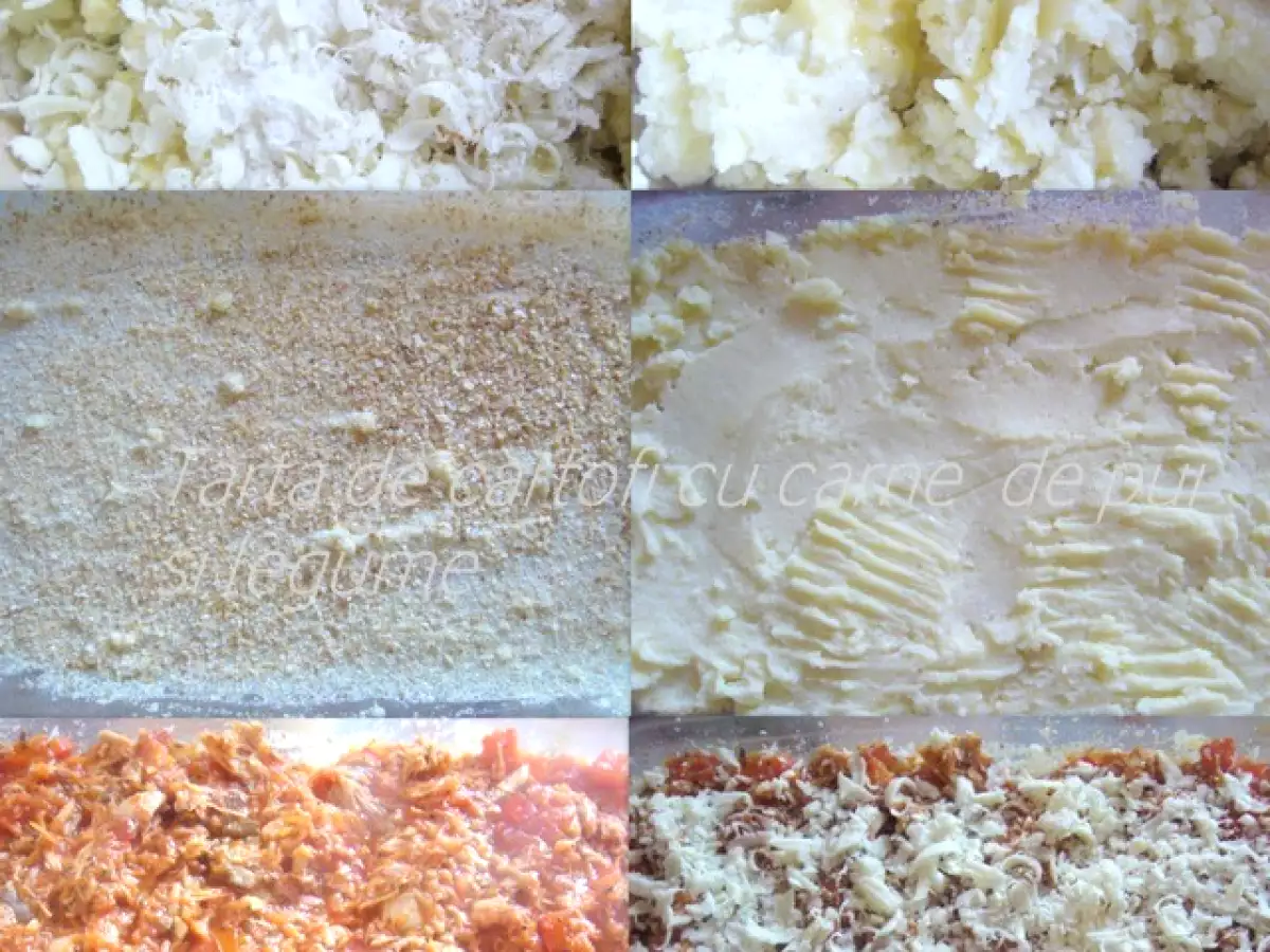 Tarta de cartofi cu carne de pui si legume - poza 3