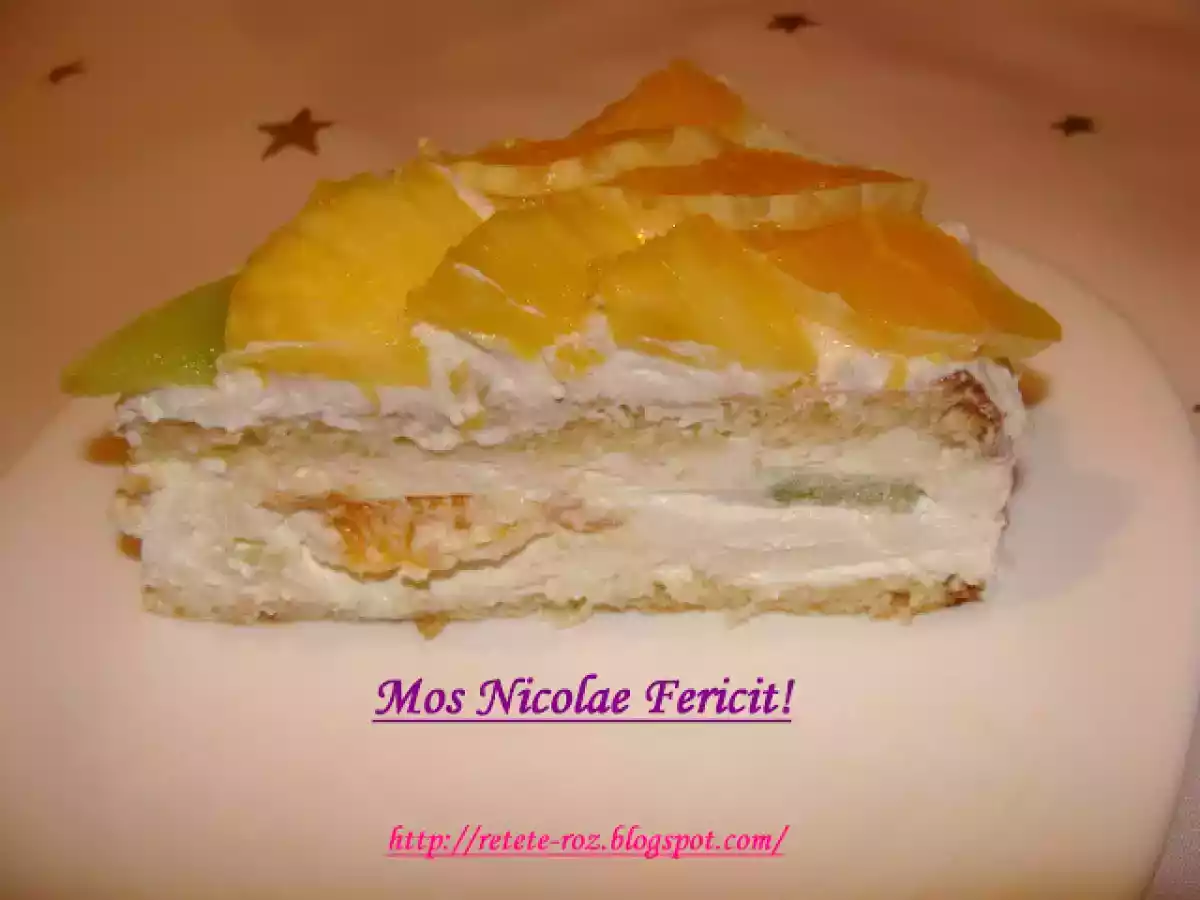Tort cu crema de branza si fructe pentru Mos Nicolae :)